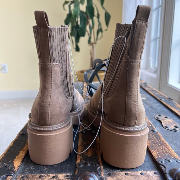 Chunky Heel Women's Kyrie Tan Ankle Sock Boots Size 11 NWOT Block Stacked Heel - Picture 4 of 7